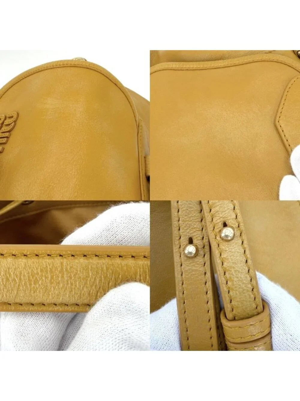 Miu Miu 2-Way Backpack Handbag Mustard Miu Miu Leather Yellow Gold Vintage
